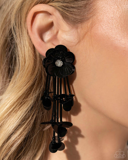 Paparazzi Floral Future - Black Earrings