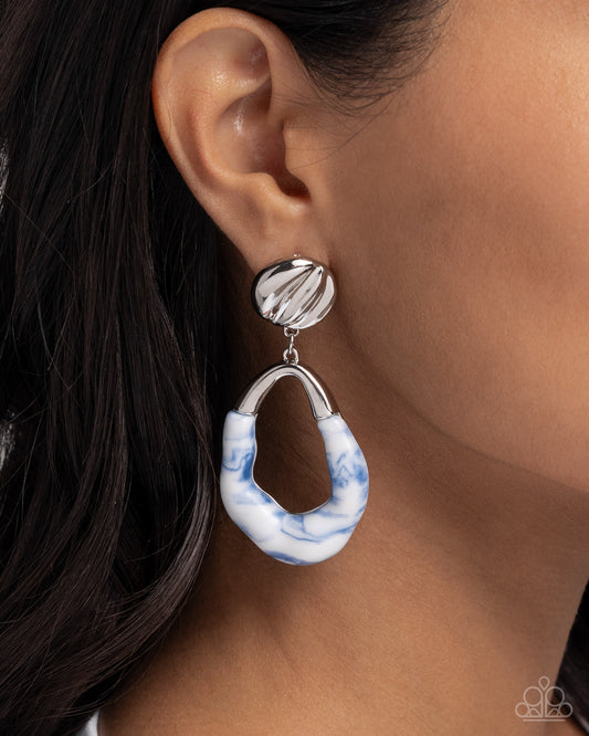 Paparazzi High-Sheen Swirls - Blue Earrings