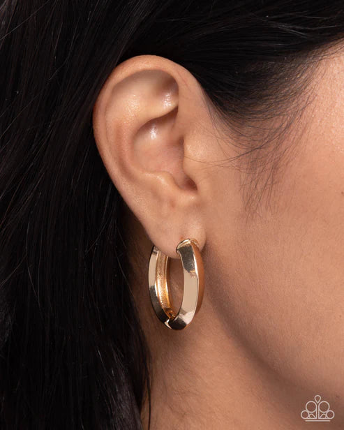 Paparazzi Hinged Homage - Gold Earrings