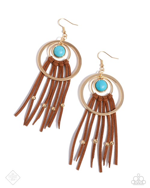 Paparazzi Texan Tapestry - Gold Earrings