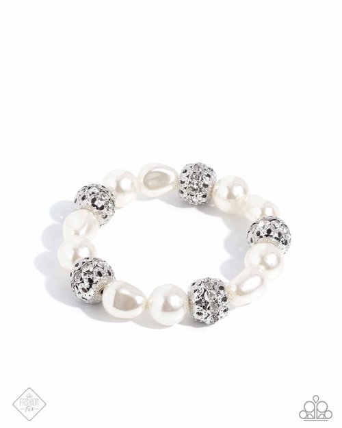 Paparazzi High-Class Headline - White Bracelet