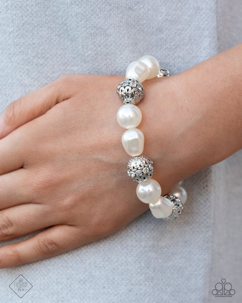 Paparazzi High-Class Headline - White Bracelet