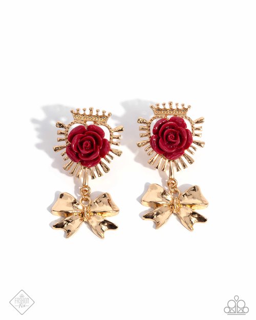 Paparazzi Victorian Value - Red Earrings