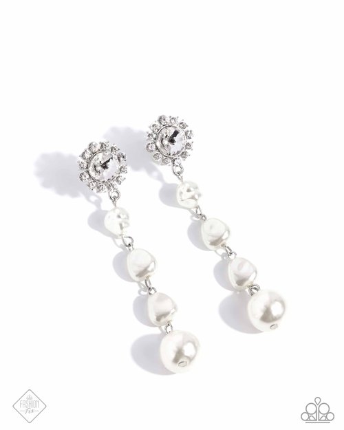 Paparazzi Modish Motif - White Earrings