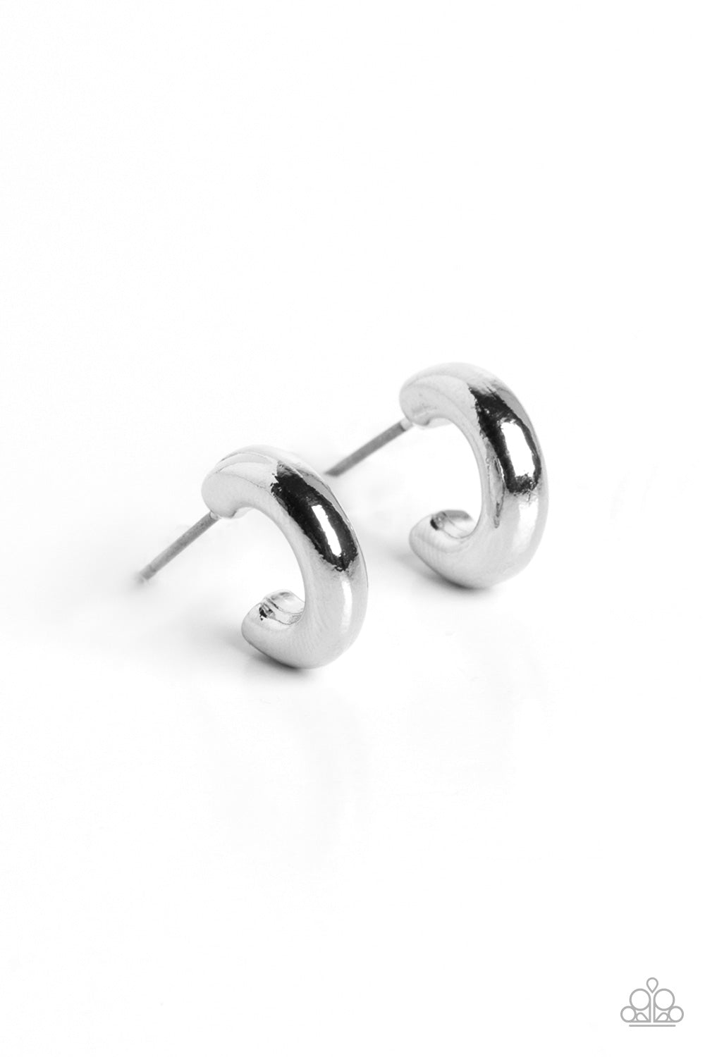 Catwalk Curls - Silver Paparazzi Earrings