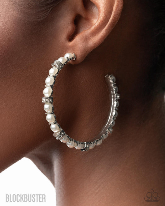 Paparazzi Classical Ballet - White Earrings