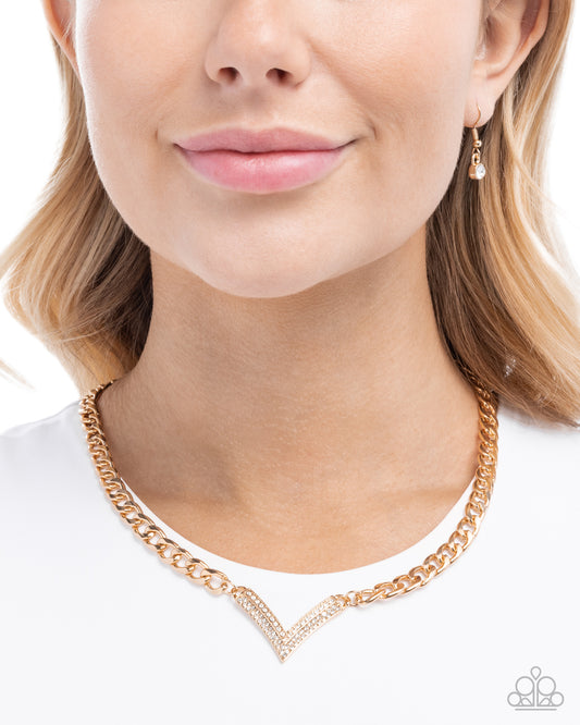 Paparazzi Confident Chevron - Gold Necklace