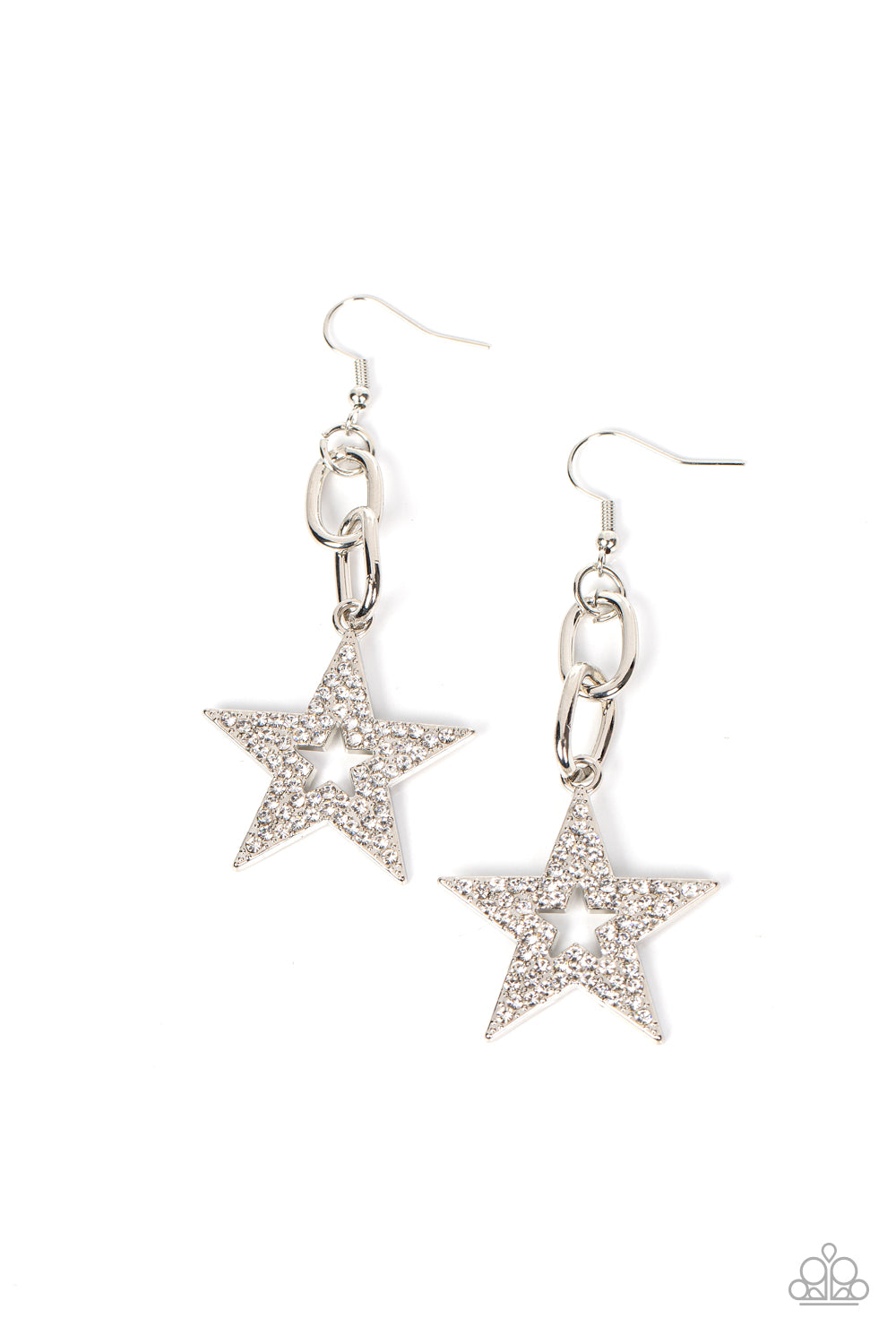 Cosmic Celebrity - White Paparazzi Earrings