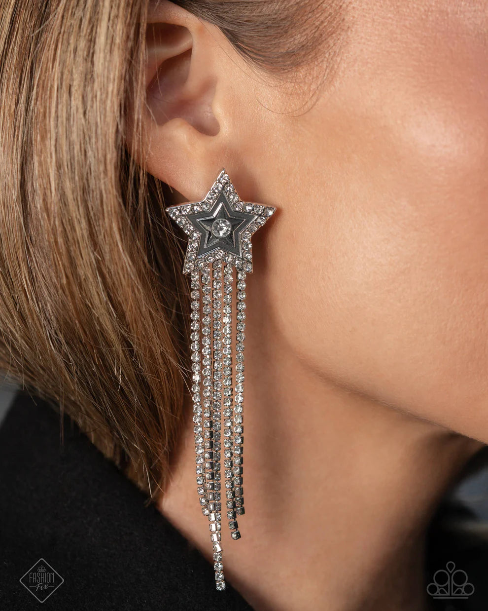 Paparazzi Currently Cosmic - White Earrings