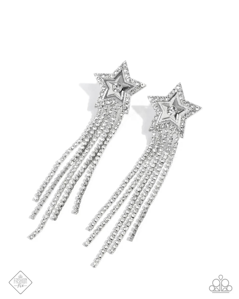 Paparazzi Currently Cosmic - White Earrings