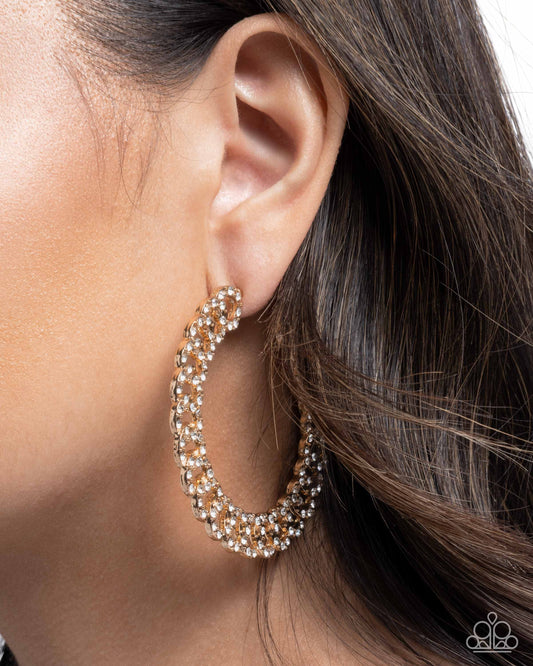 Paparazzi Interlocked Icing - Gold Earrings