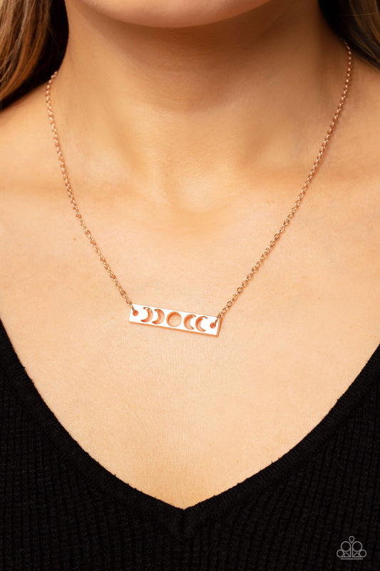 Paparazzi LUNAR or Later - Rose Gold Necklace