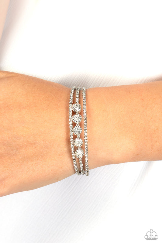 Paparazzi Lucid Layers - White Bracelet