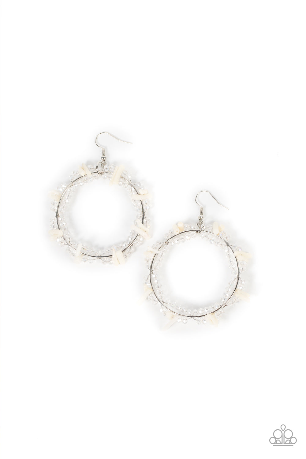 Paparazzi Ocean Surf - White Earrings