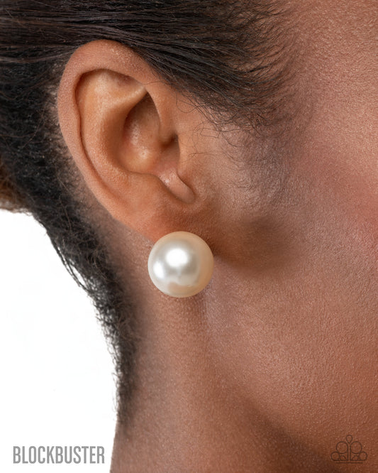 Paparazzi Preppy Princess - White Earrings