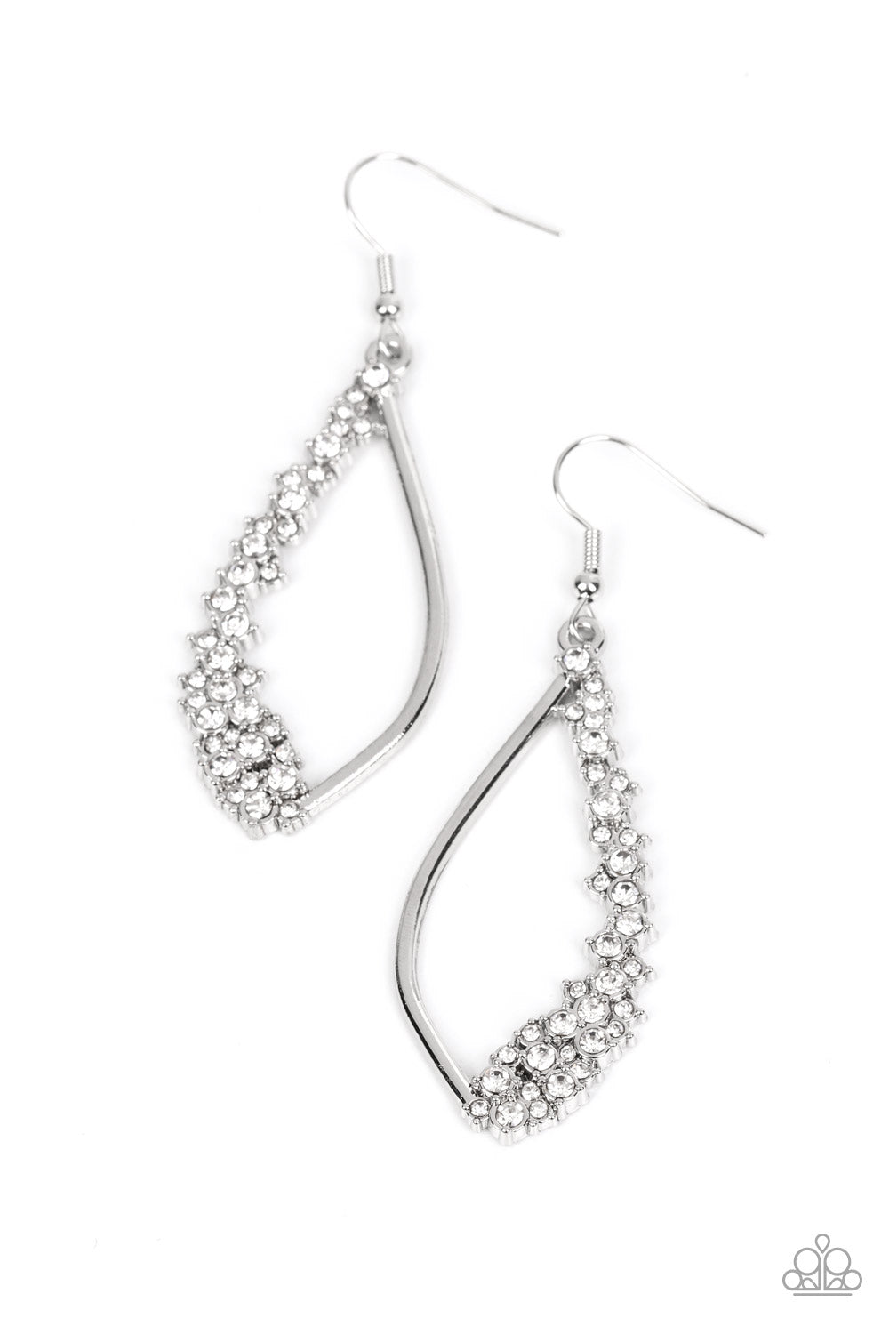 Sparkly Side Effects - White Paparazzi Earrings