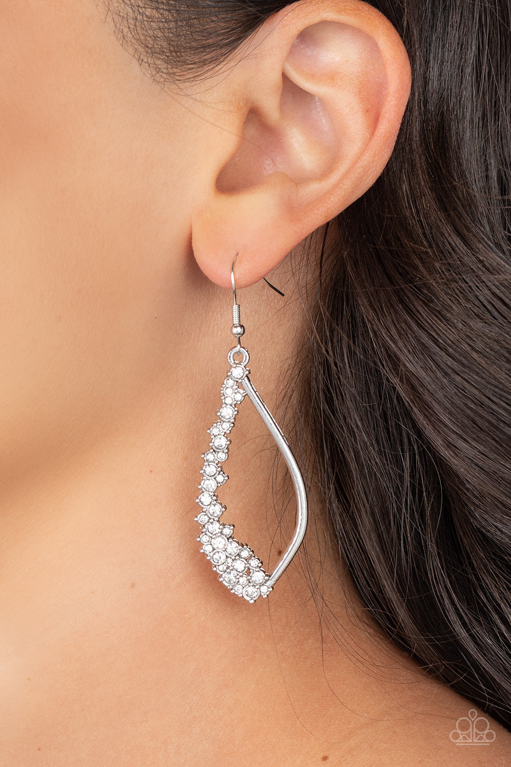 Sparkly Side Effects - White Paparazzi Earrings