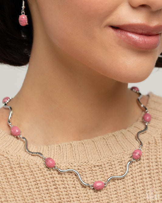 Paparazzi Striped Season - Pink Necklace