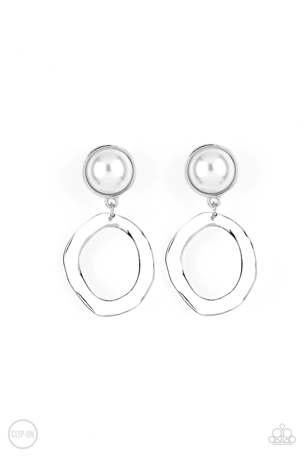 Paparazzi Vintage Veracity - White Clip-on Earrings