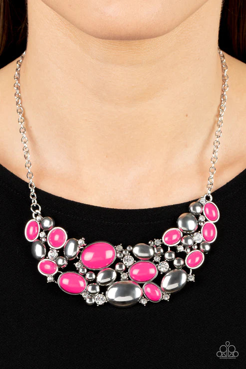 Paparazzi Contemporary Calamity - Pink Necklace