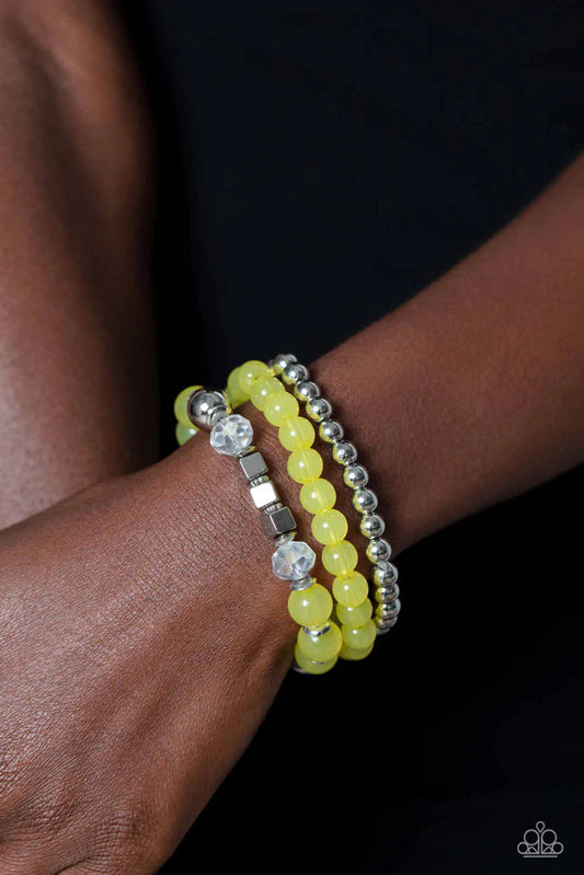 Paparazzi Cube Your Enthusiasm - Yellow Bracelet