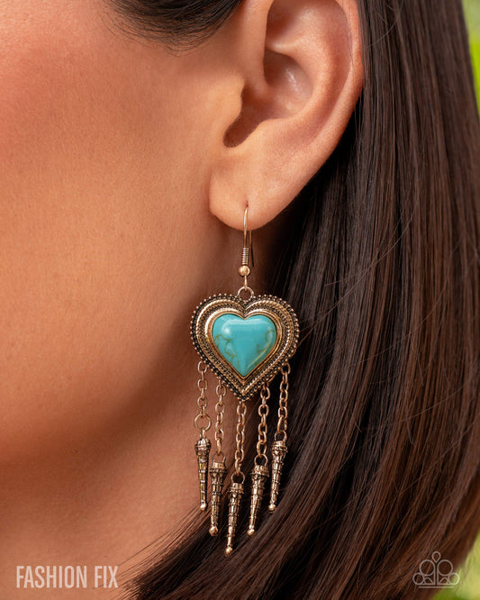 Paparazzi Besotted Badlands - Gold Earrings