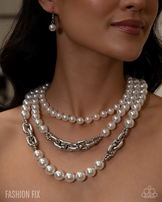 Paparazzi Cheeky Class - White Necklace