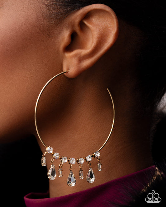 Paparazzi Over The Top Bling - Gold Earrings