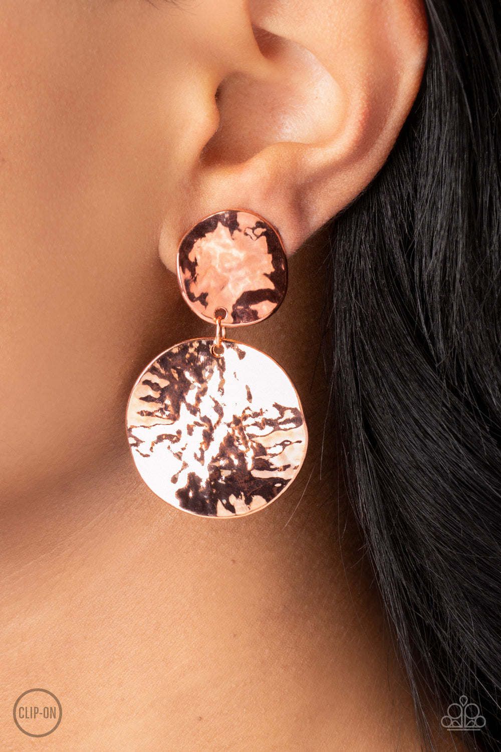 Paparazzi Rush Hour - Copper Earrings-Clip On