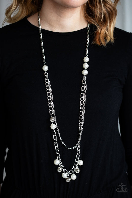 Modern Musical-White Pearls Paparazzi Necklace