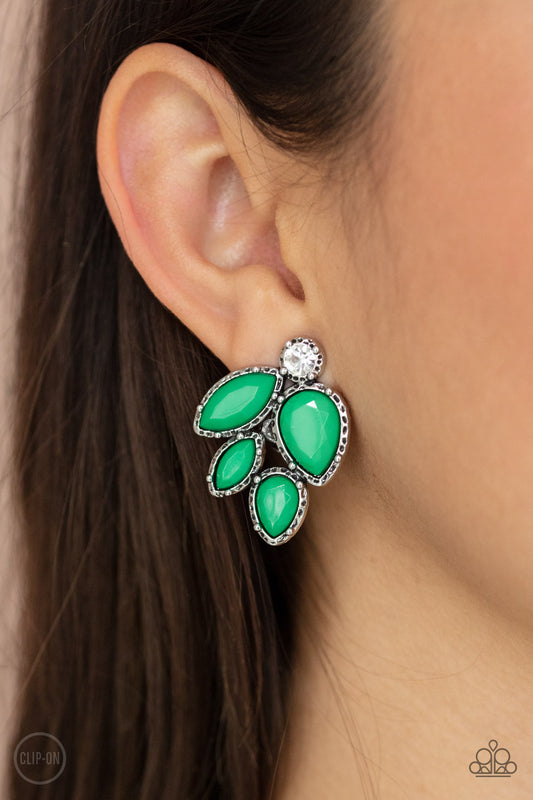 Paparazzi Fancy Foliage - Green Earrings-Clip On