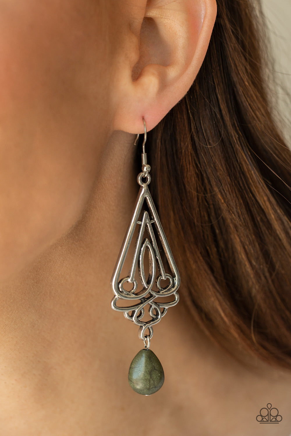 Paparazzi Transcendent Trendsetter - Green Earrings