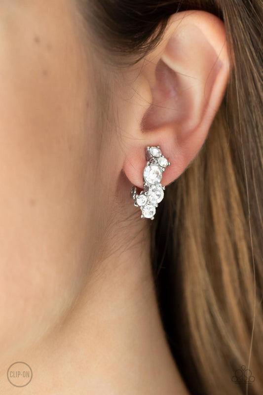 Cosmic Celebration - White Earrings-Clip-On