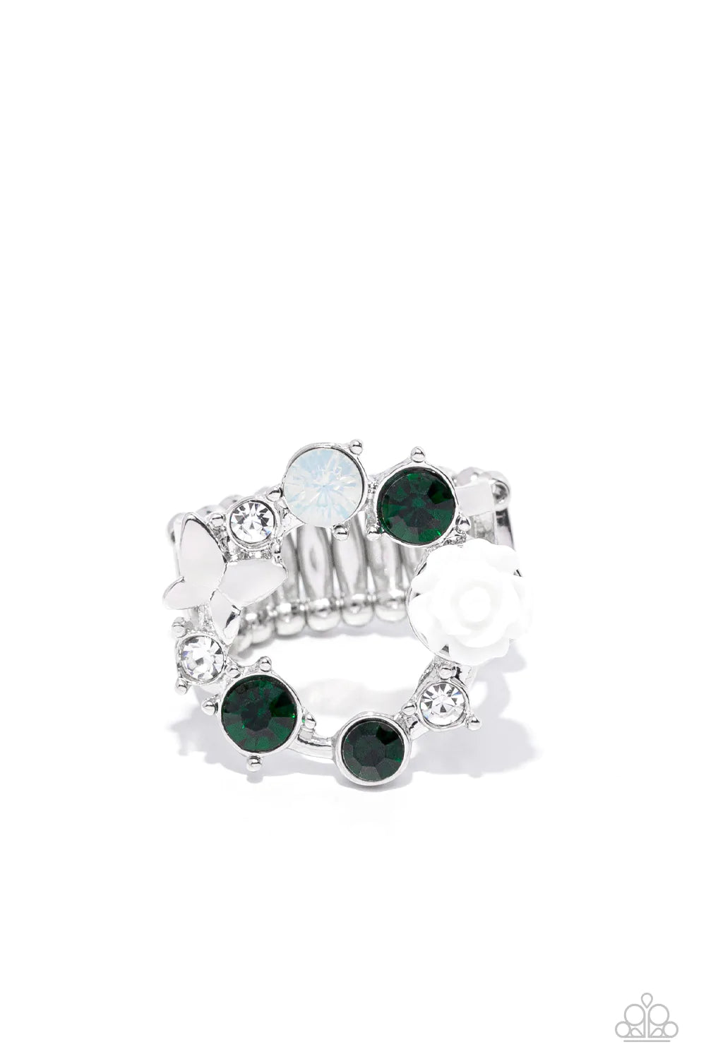 Butterfly Bustle - Green Paparazzi Ring