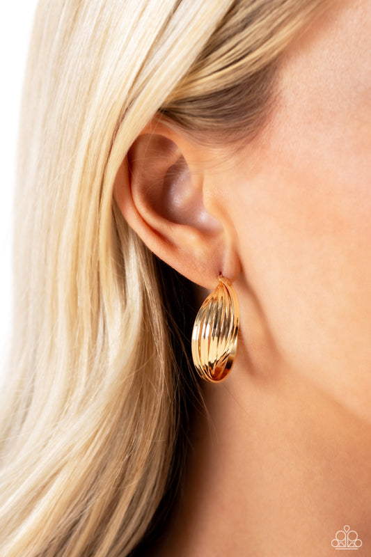 Paparazzi Curvy and Worthy - Gold Earrings