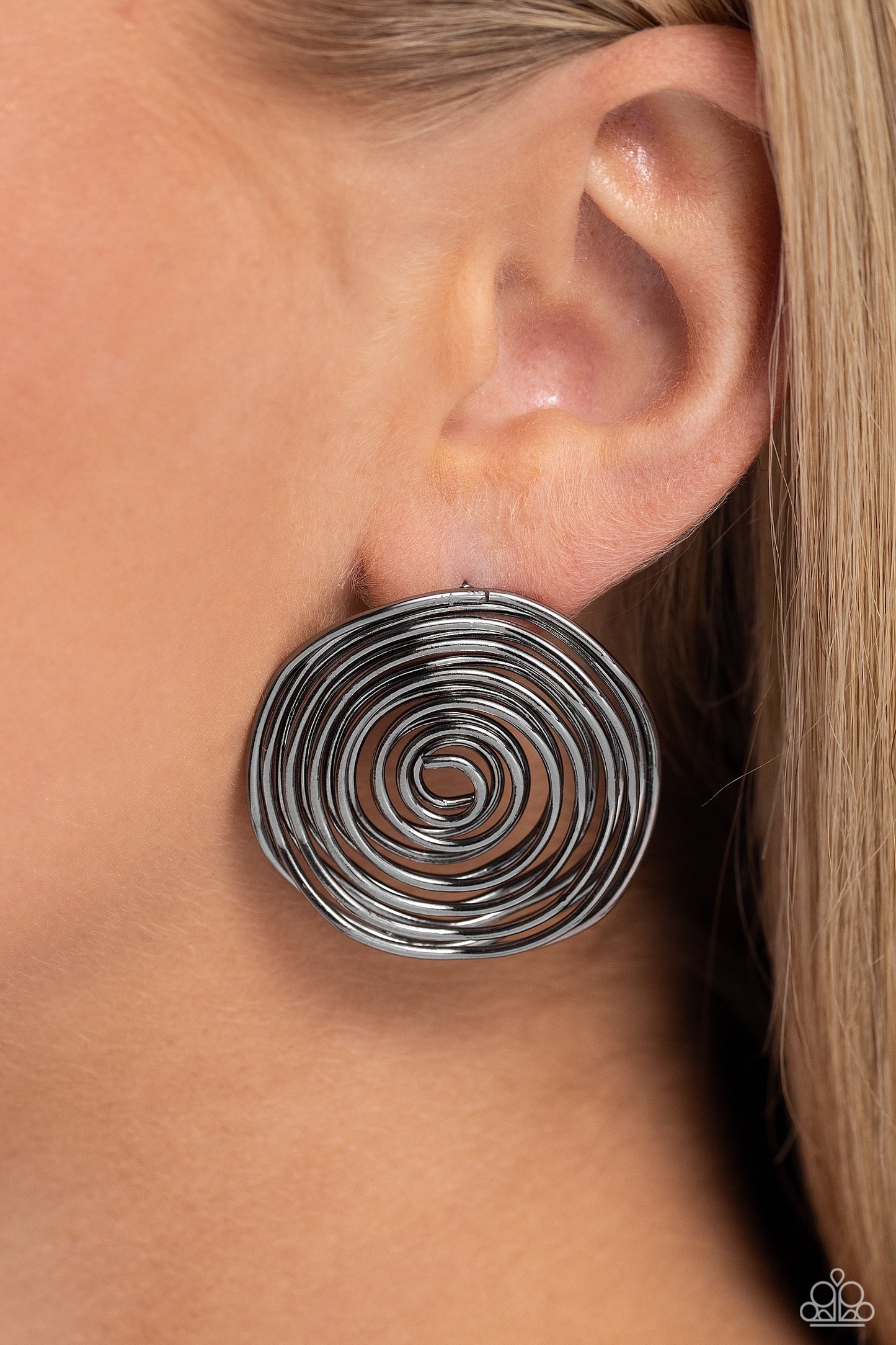 Paparazzi COIL Over - Black Earrings