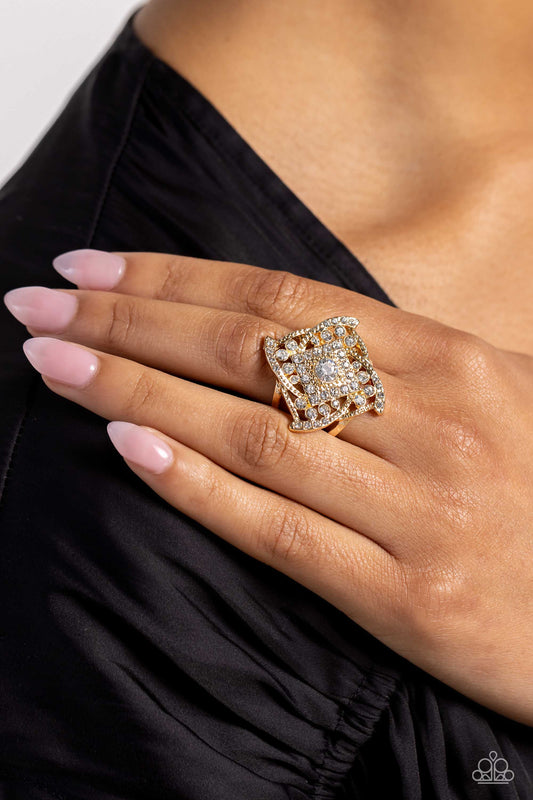 Tilted Talent - Gold Paparazzi Ring