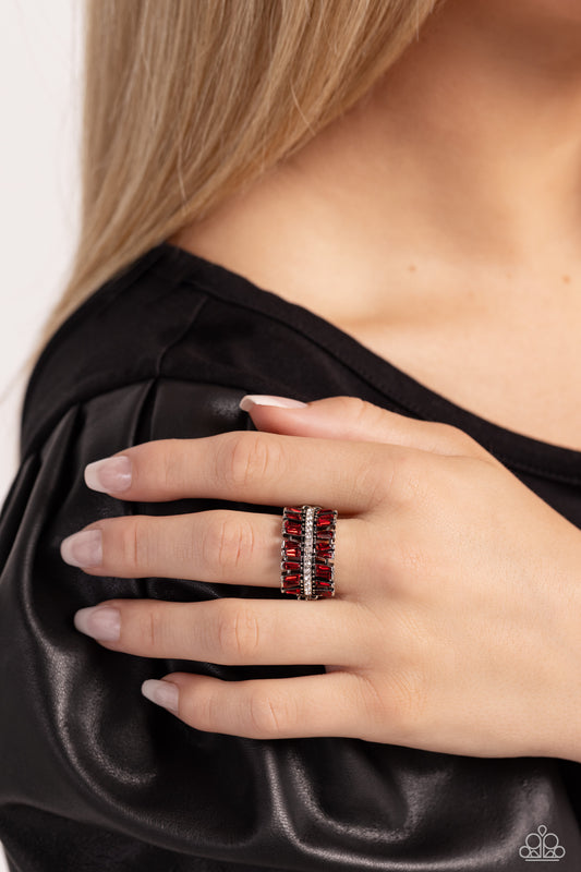 Staggering Stacks - Red Paparazzi Ring