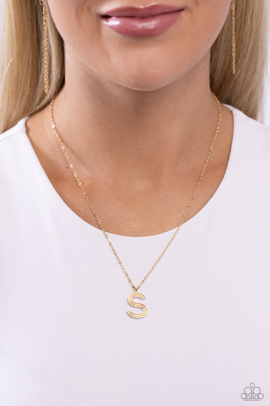 Leave Your Initials - Gold  S Paparazzi Necklace
