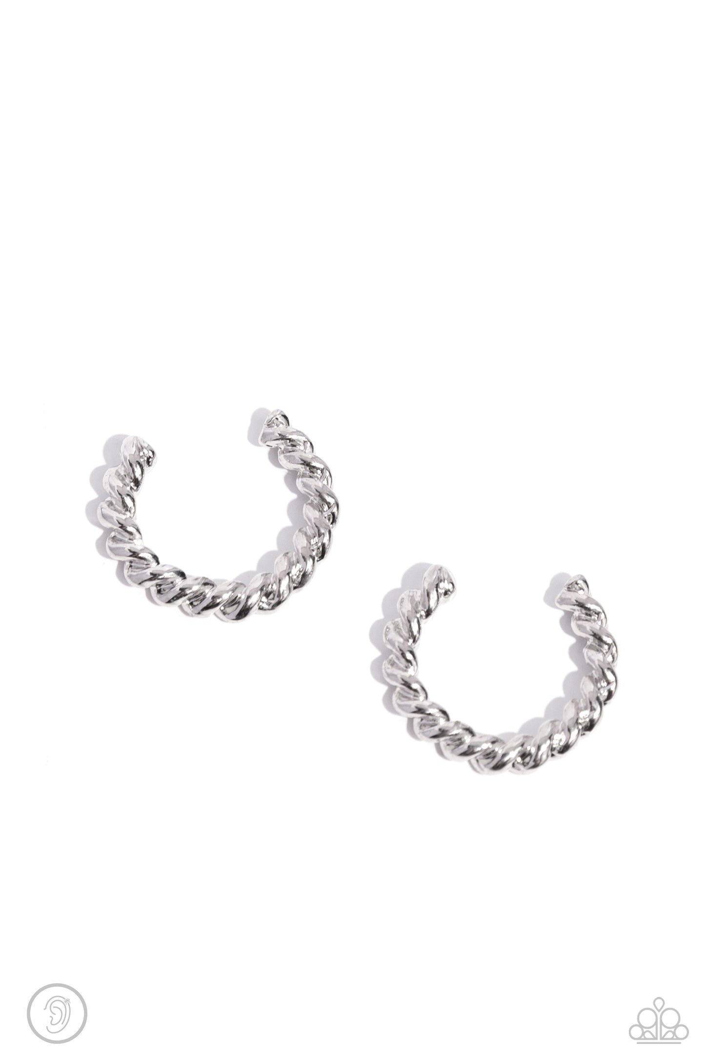 Paparazzi Twisted Travel - Silver Cuff Earrings