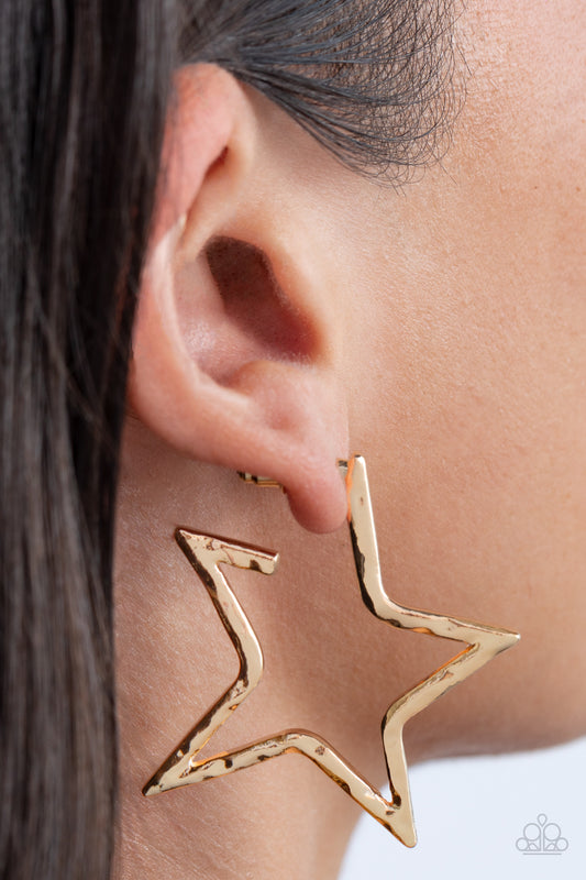 All-Star Attitude - Gold Paparazzi Earrings