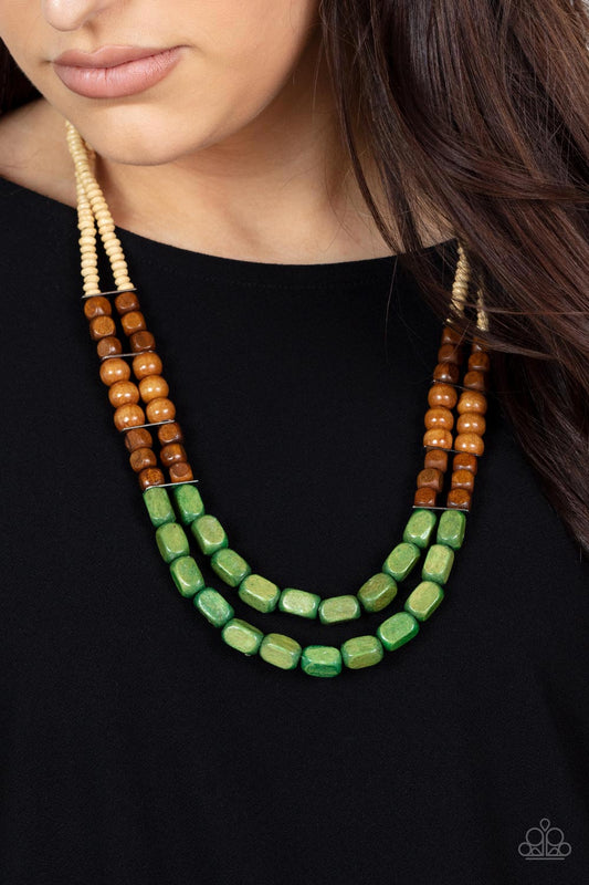 Paparazzi Bermuda Bellhop - Green Necklace