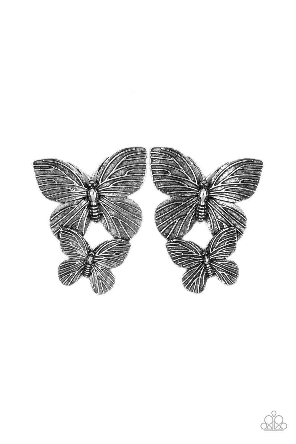 Paparazzi Blushing Butterflies - Silver Earrings