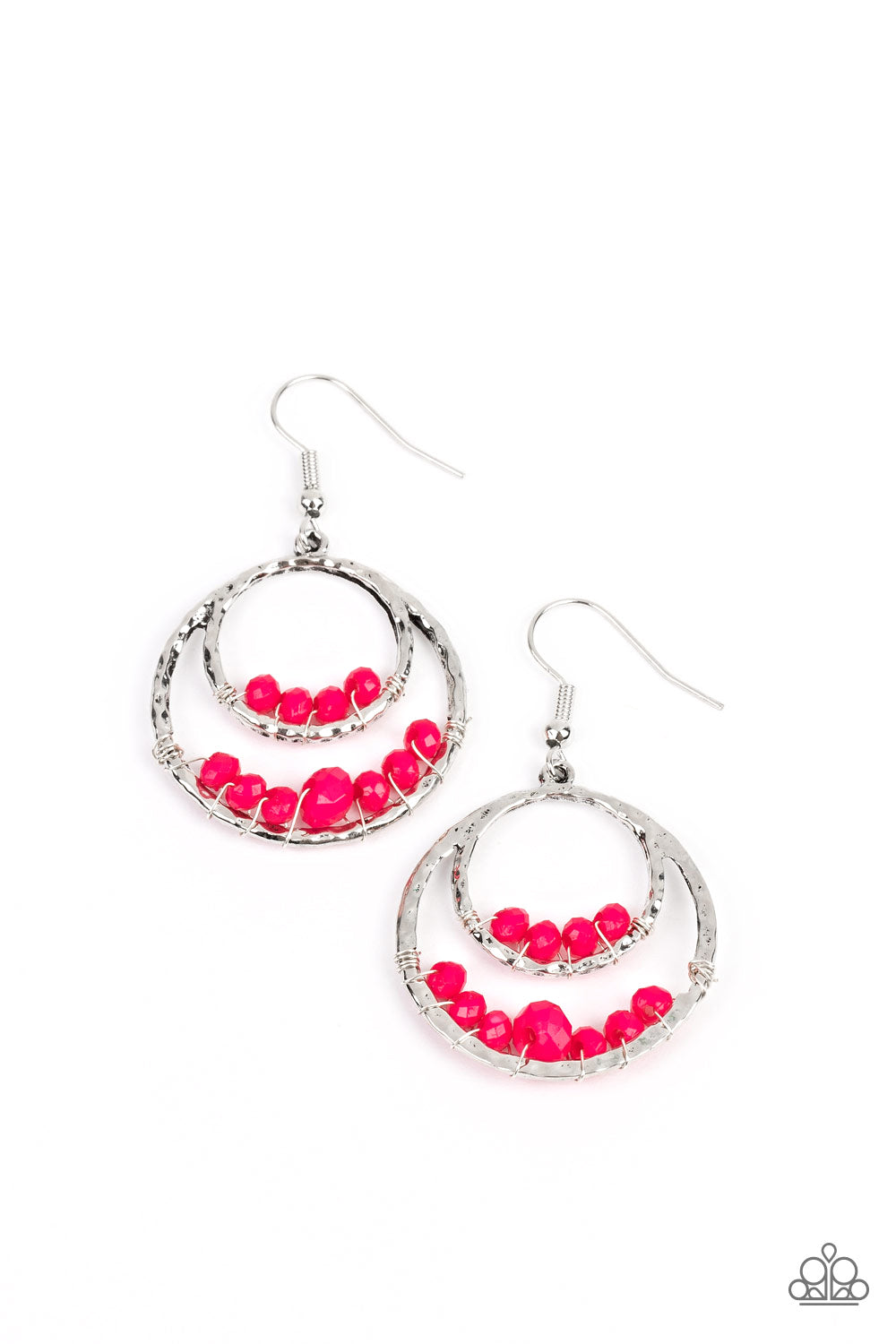 Bustling Beads - Pink Paparazzi Earrings