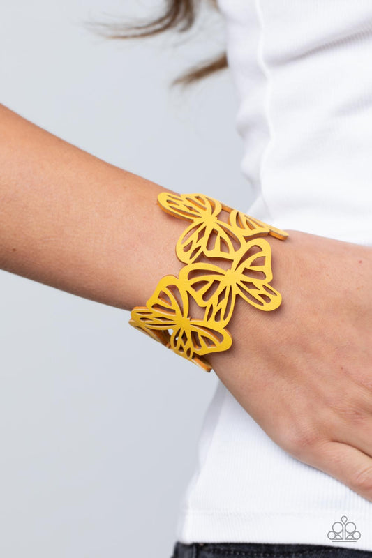 Paparazzi Butterfly Breeze - Yellow Bracelet