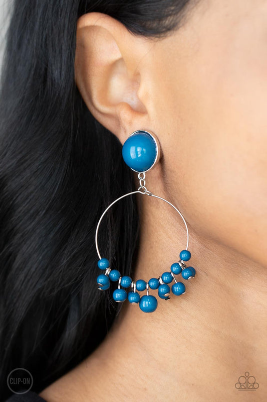 Paparazzi Cabaret Charm - Blue Earrings-Clip-On