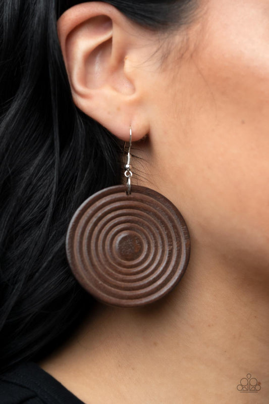 Caribbean Cymbal - Brown Paparazzi Earrings