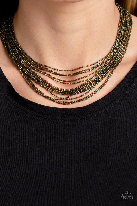 Cascading Chains - Brass Paparazzi Necklace