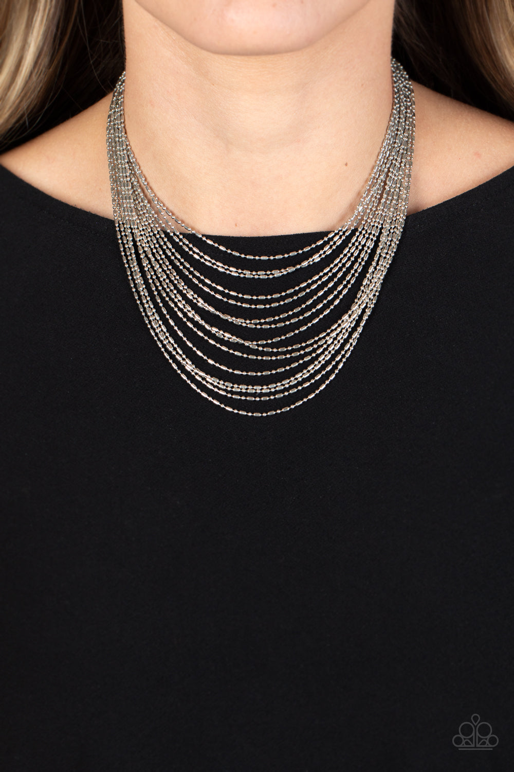 Cascading Chains - Silver Paparazzi Necklace