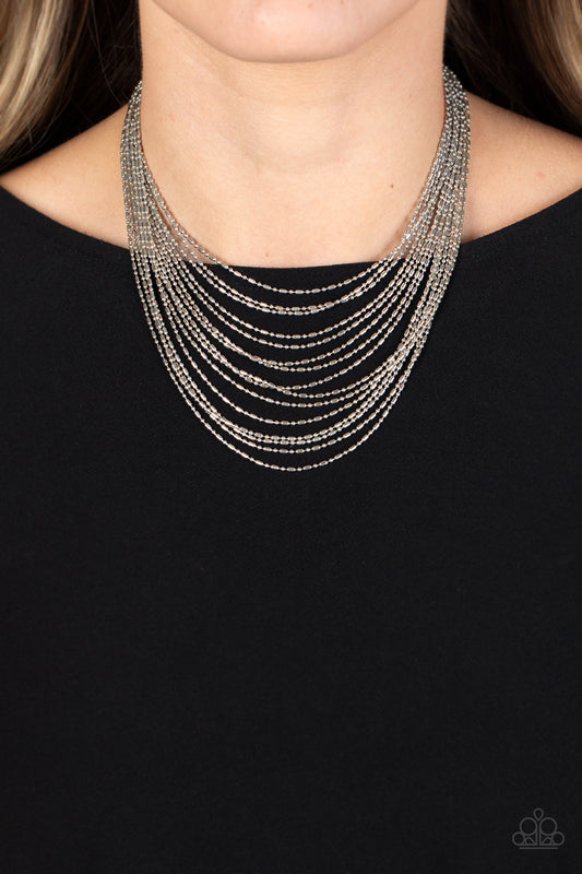 Cascading Chains - Silver Paparazzi Necklace